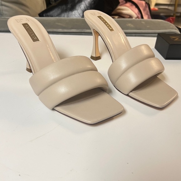 Primark Shoes - Neutral Faux Leather Slip On Mule Heels with Cushion Strap | Size 9 | BRAND NEW